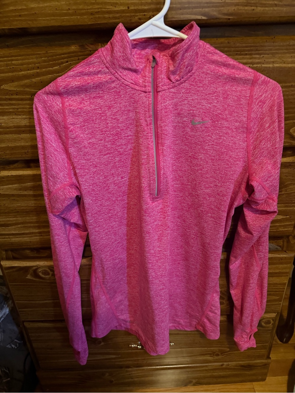 Nike Women’s Heathered Hot Pink Quarter-Zip long sleeved shirt